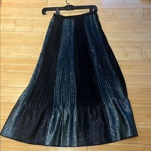 Elegant Black and Blue Pleated Skirt